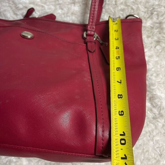 Red Coach Shoulder Bag with silver tone hardwares - Picture 7 of 15